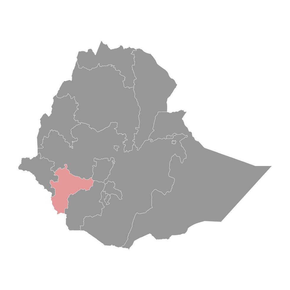 Süd Westen Äthiopien Völker Region Karte, administrative Aufteilung von Äthiopien. Vektor Illustration.
