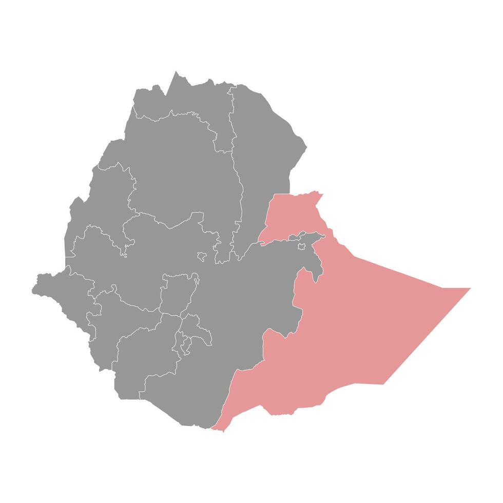 somali Region Karte, administrative Aufteilung von Äthiopien. Vektor Illustration.