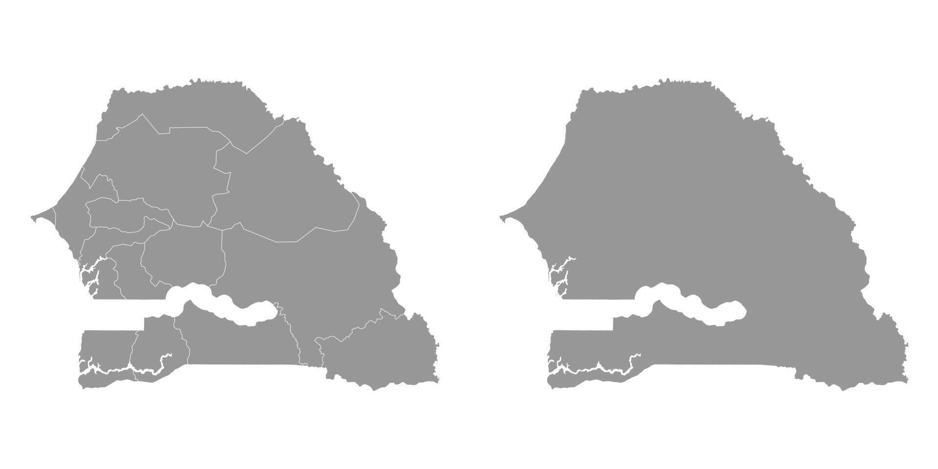 senegal Karta med administrativ divisioner. vektor illustration.