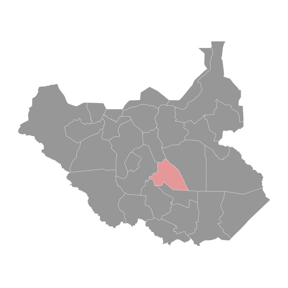 östra sjöar stat Karta, administrativ division av söder sudan. vektor illustration.