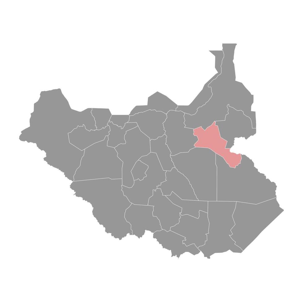 bieh stat Karta, administrativ division av söder sudan. vektor illustration.