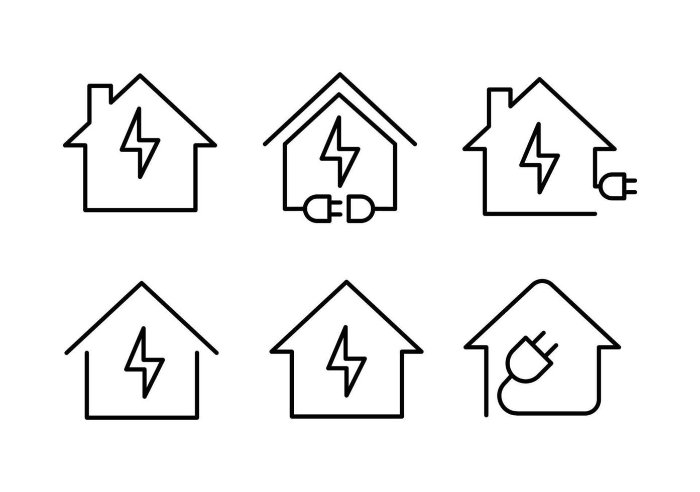 hus elektrisk Hem ikon uppsättning logotyp linje design vektor