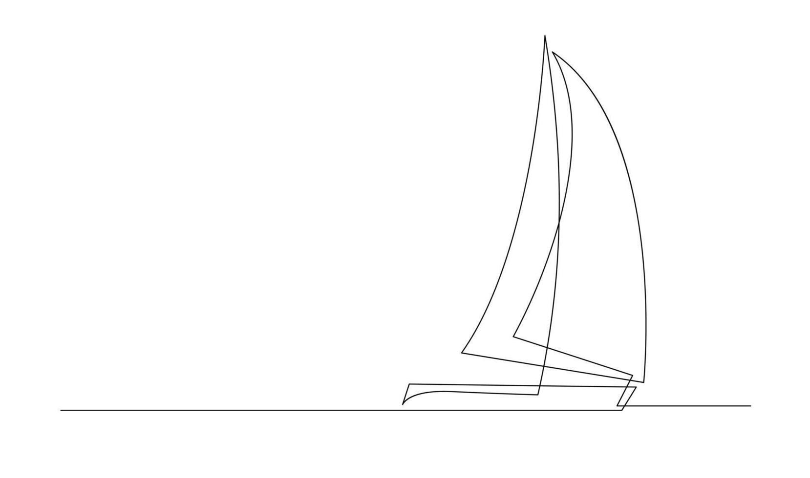 Single kontinuierlich Linie Kunst Meer Boot Symbol. Yacht Reise Tourismus Konzept Silhouette Symbol Design. einer skizzieren Gliederung Zeichnung Vektor Illustration