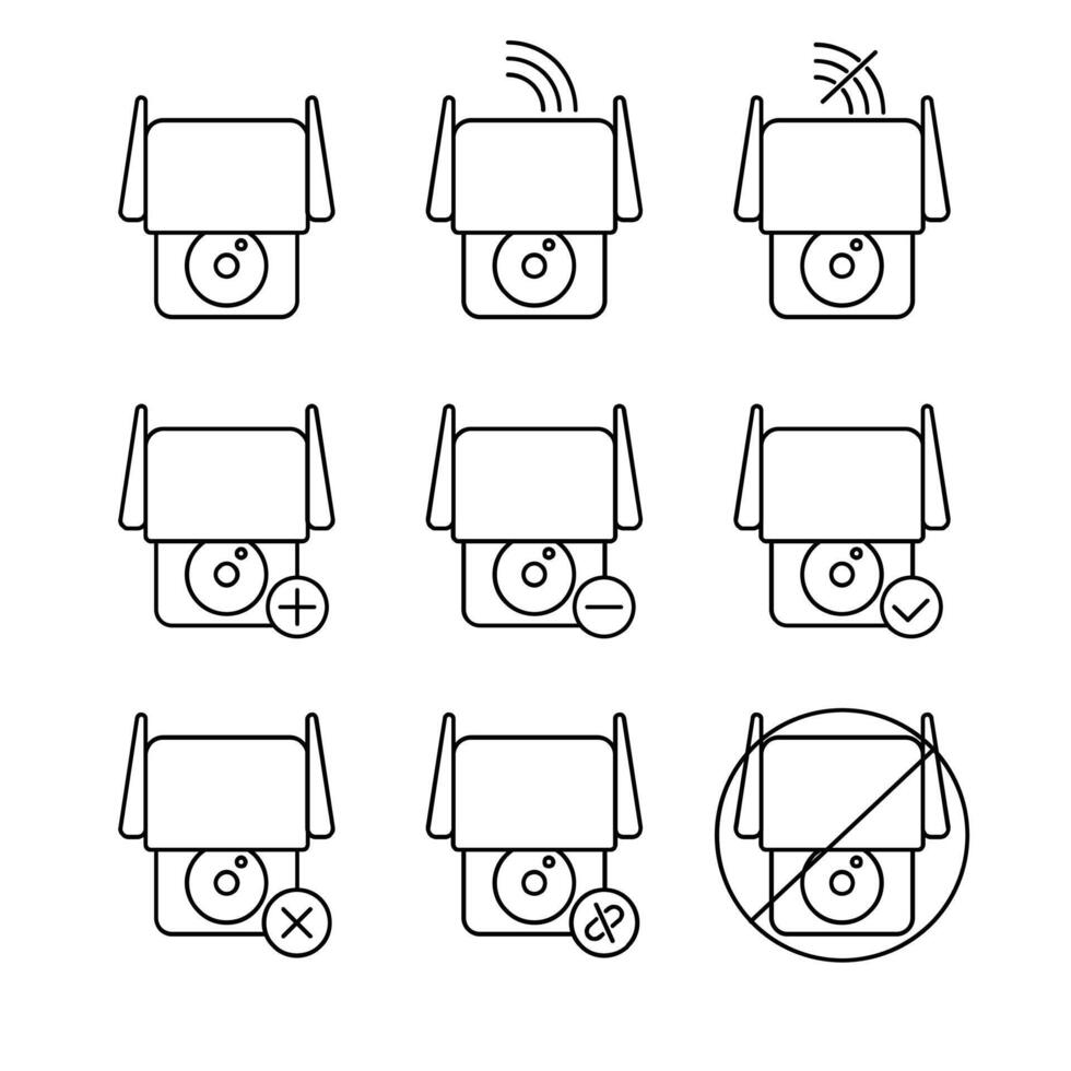 cctv Kamera Symbol Linie einstellen Sammlung Design vektor