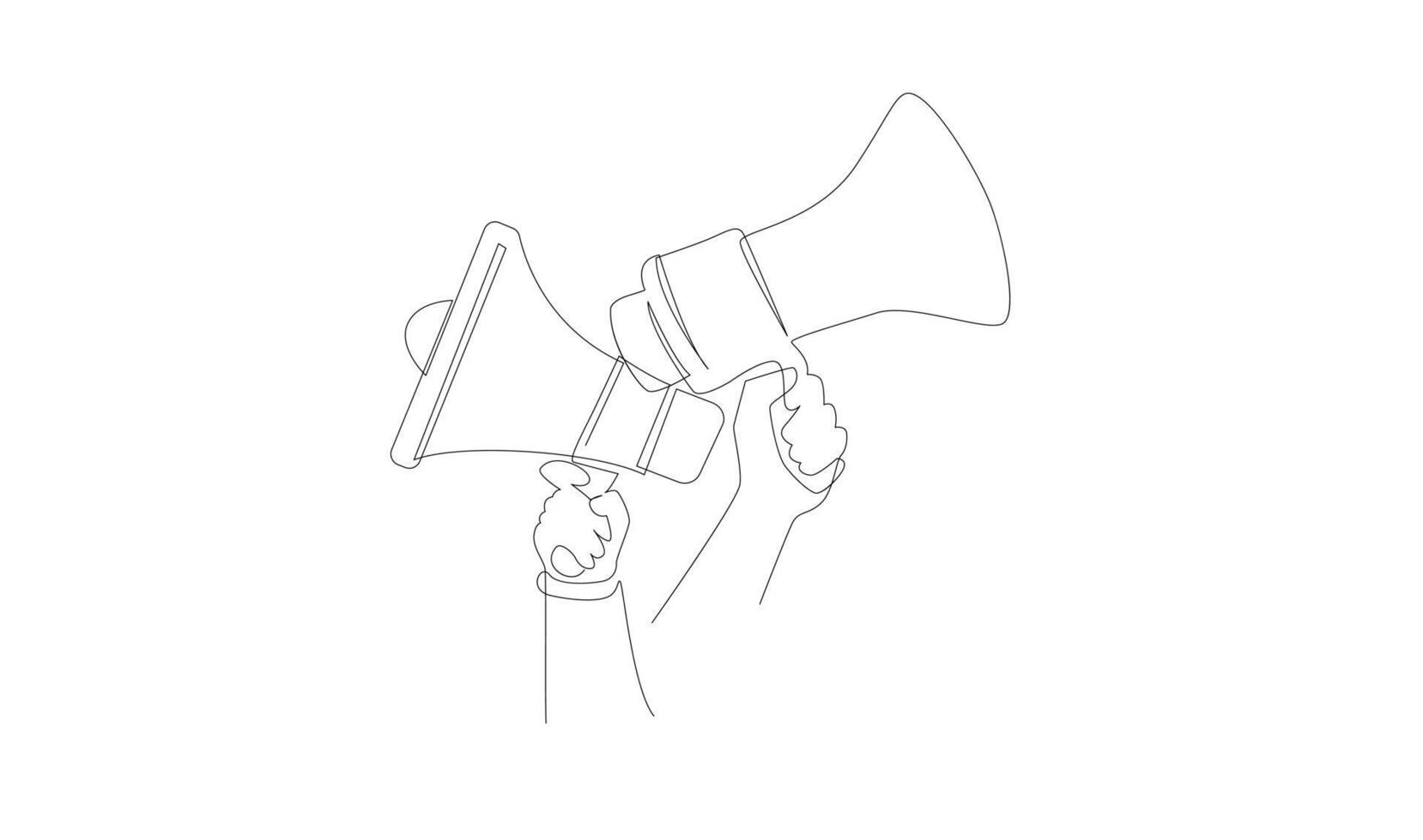 kontinuierlich Single einer Linie Kunst Zeichnung von Megaphon Lautsprecher zum Nachrichten und Beförderung Vektor Illustration