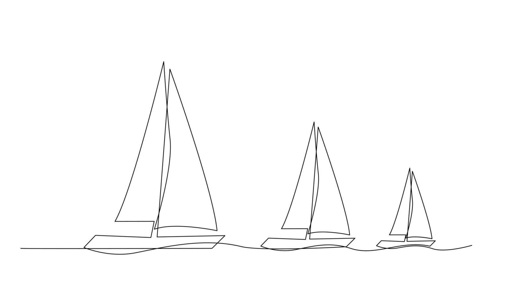 Single kontinuierlich Linie Kunst Meer Boot Symbol. Yacht Reise Tourismus Konzept Silhouette Symbol Design. einer skizzieren Gliederung Zeichnung Vektor Illustration