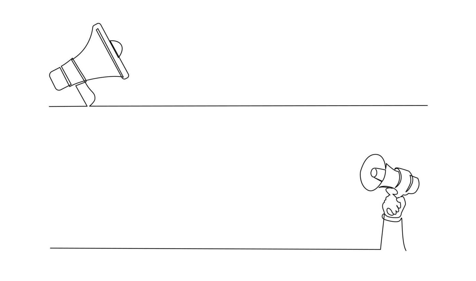 kontinuierlich Single einer Linie Kunst Zeichnung von Megaphon Lautsprecher zum Nachrichten und Beförderung Vektor Illustration