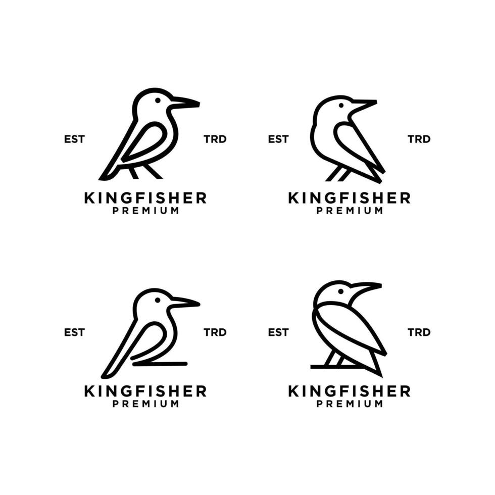 kungsfiskare fågel linje logotyp ikon design illustration vektor