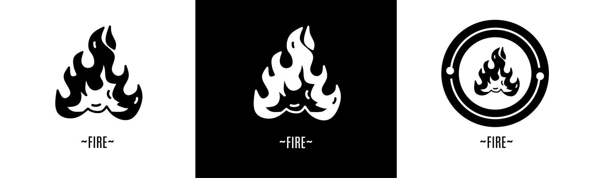 Feuer Logo Satz. Sammlung von schwarz und Weiß Logos. Lager Vektor. vektor