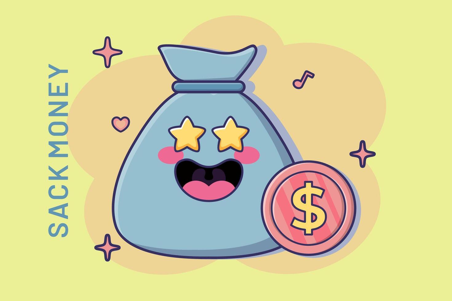 tecknad serie säck pengar ikon i komisk stil pengar väska vektor