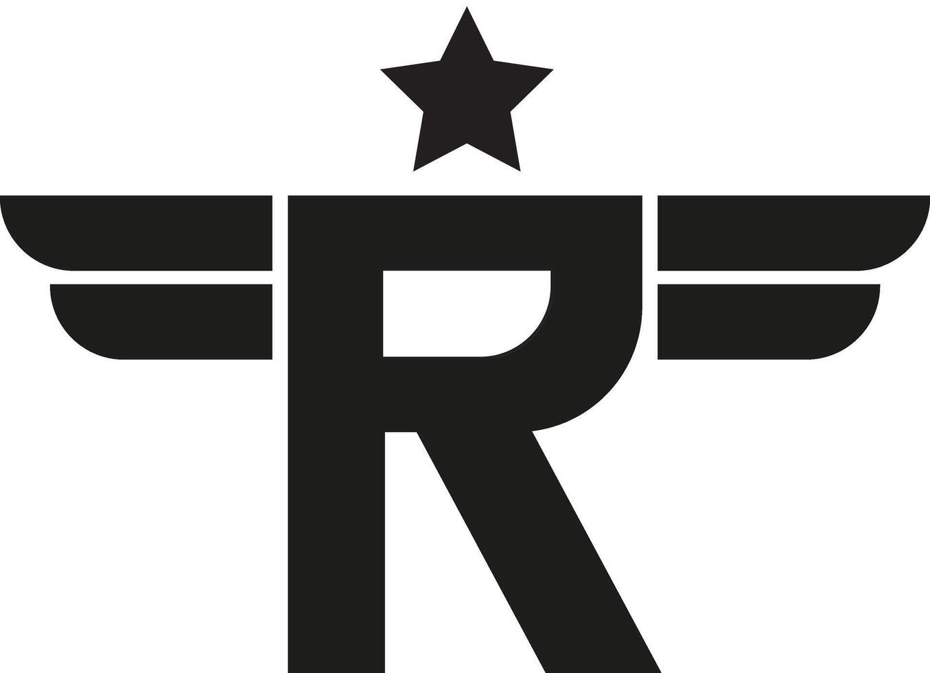 r Initiale Brief Flügel Star Logo Symbol Design Vektor