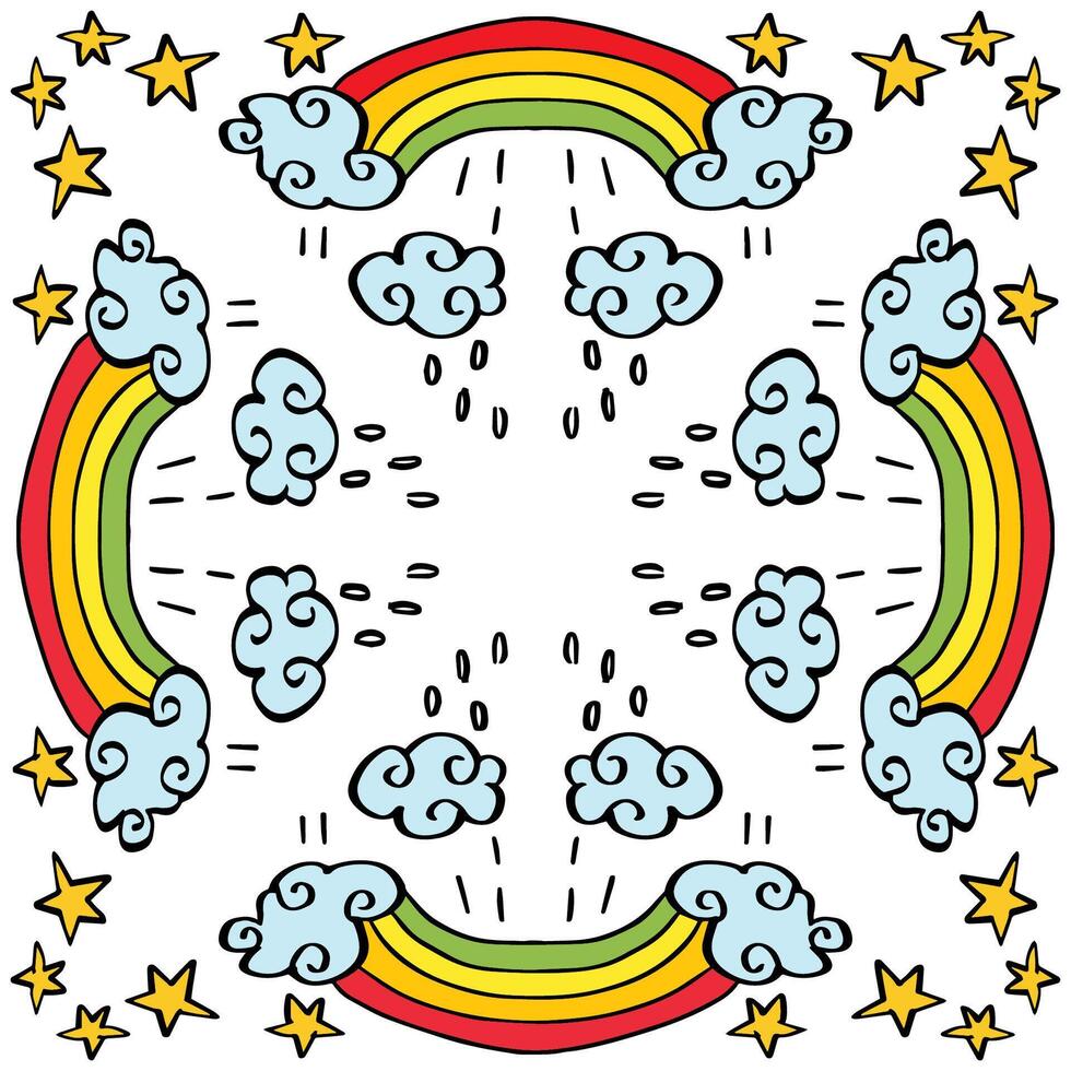 tecknad serie regnbåge mönster vektor