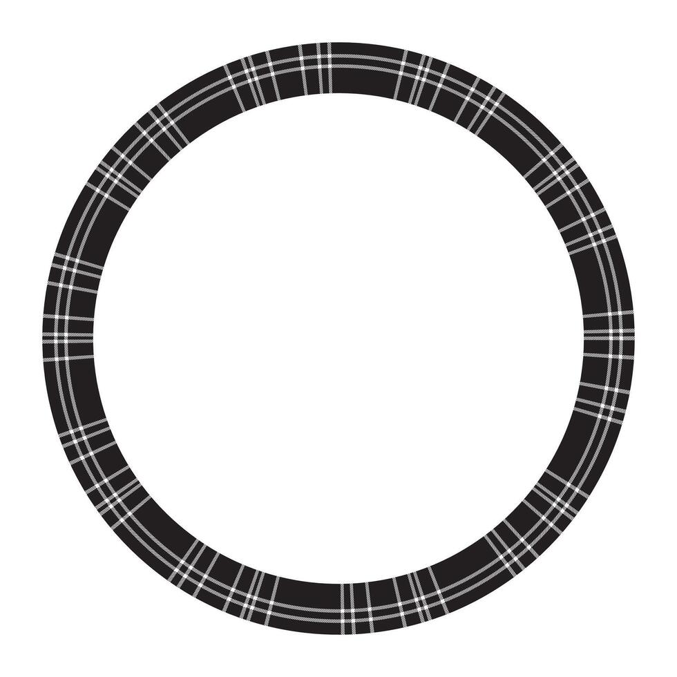 Design-Vorlage für runde Rahmenvektor-Vintage-Muster. kreisrand entwirft karierte stoffstruktur. schottischer Tartan-Hintergrund für Collagenkunst, GIF-Karte, Kunsthandwerk. vektor