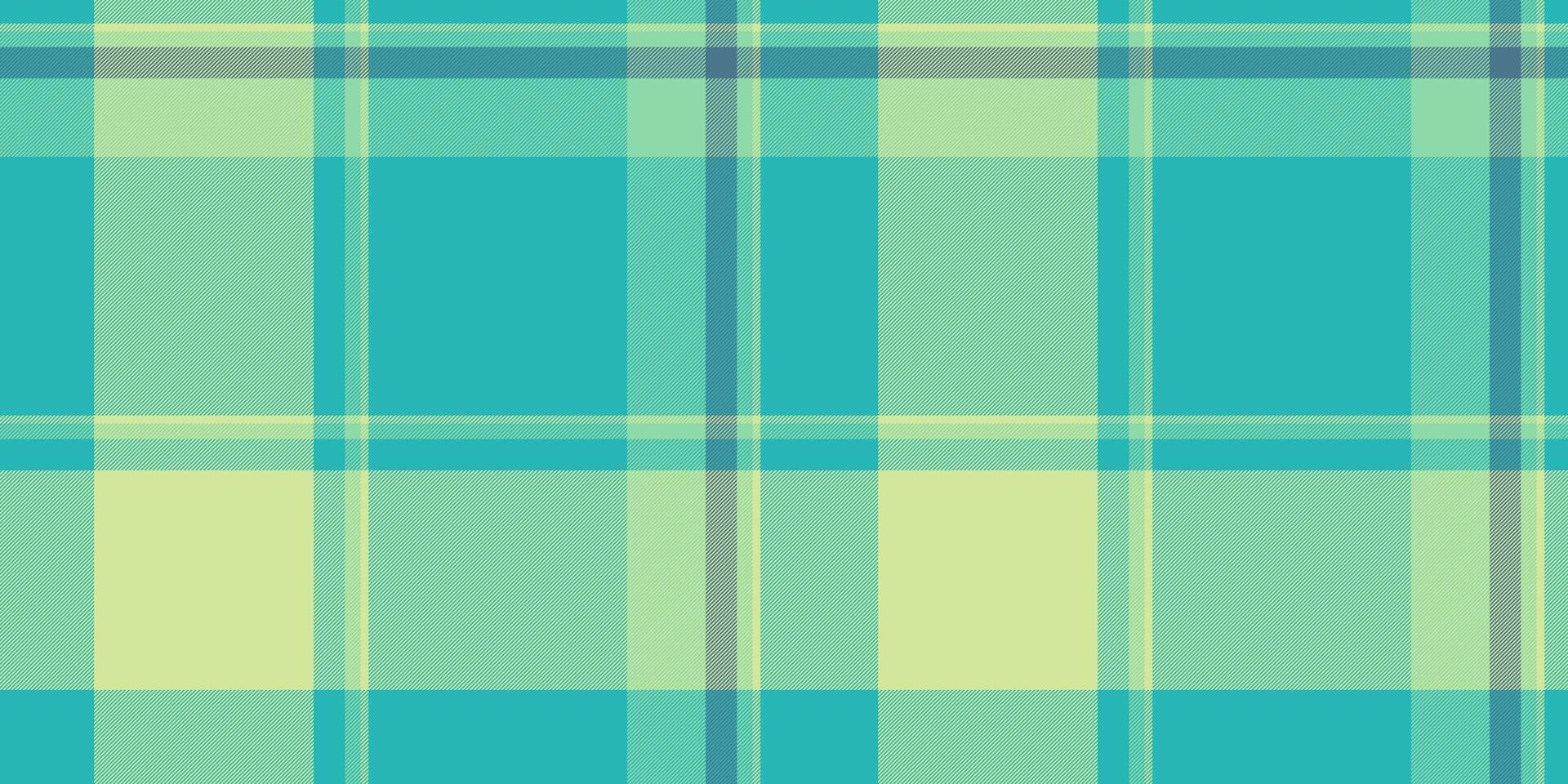 Herstellung Stoff Tartan Muster, Sexual- Hintergrund Textur nahtlos. ordentlich Vektor Plaid Textil- prüfen im blaugrün und Limette Farben.