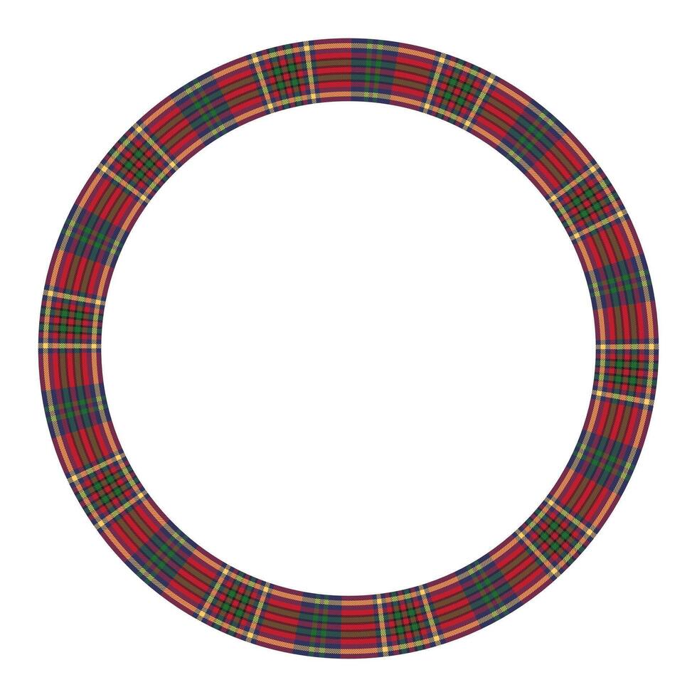 Design-Vorlage für runde Rahmenvektor-Vintage-Muster. kreisrand entwirft karierte stoffstruktur. schottischer Tartan-Hintergrund für Collagenkunst, GIF-Karte, Kunsthandwerk. vektor