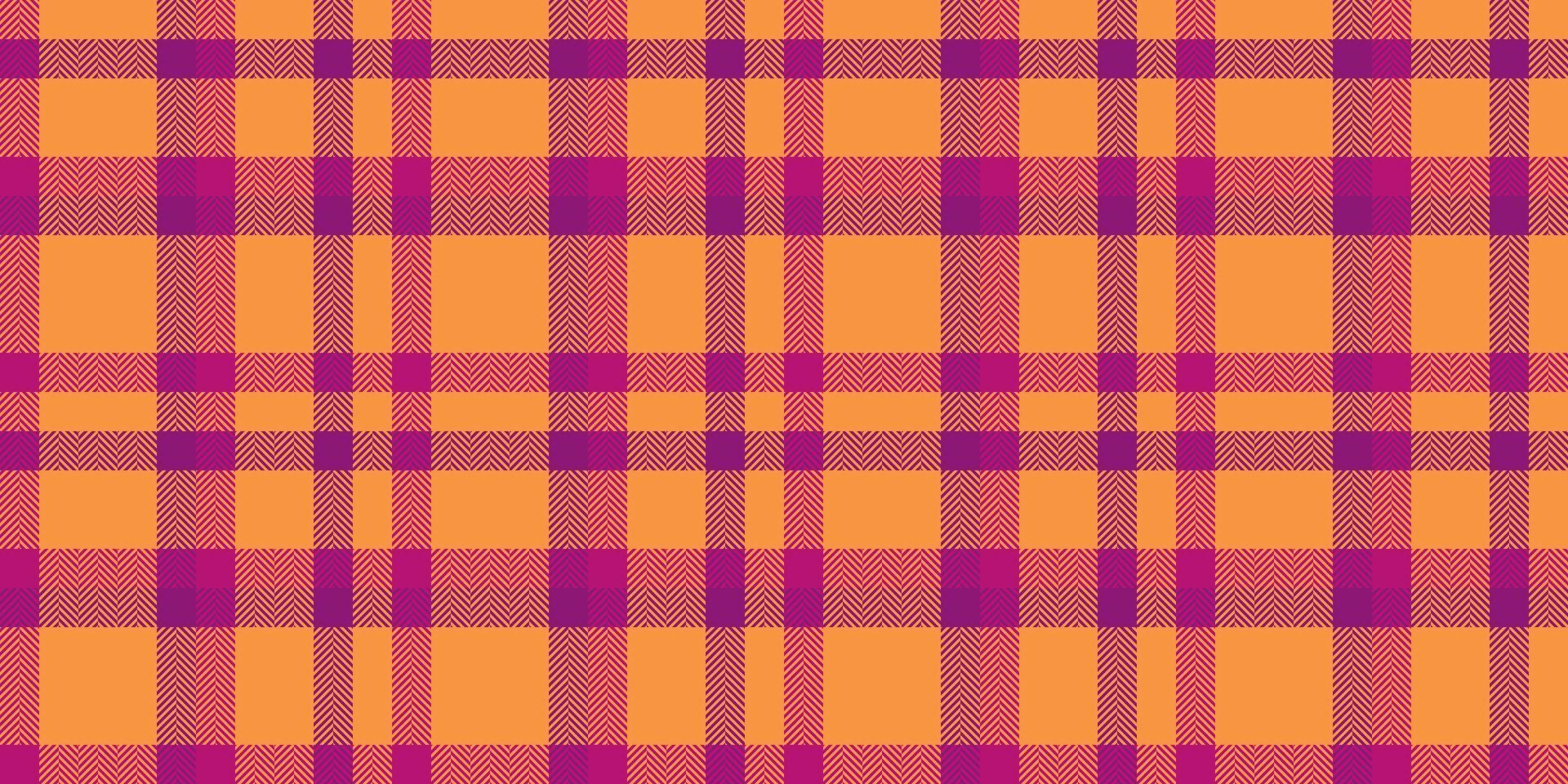 närvarande textur bakgrund sömlös, reklam pläd textil- vektor. gingham mönster kolla upp tartan tyg i rosa och orange färger. vektor