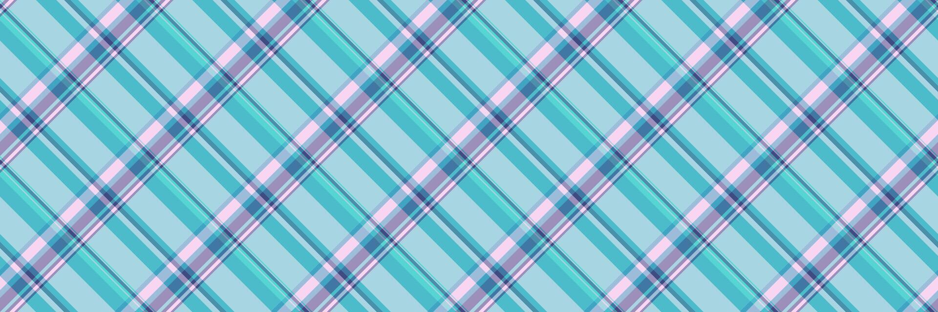 ethnisch Hintergrund Vektor nahtlos, Wohnzimmer Plaid prüfen Stoff. Glanz Muster Textil- Textur Tartan im cyan und Licht Blau Farben.