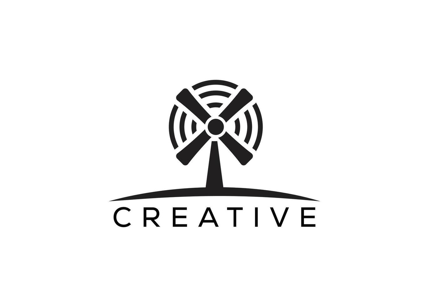 minimalistisch und modern Windmühle Telekommunikation Logo Design Vektor Vorlage