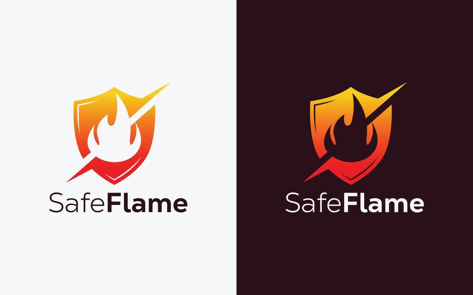 minimalistisch Feuer Flamme und Schild Vektor Logo. modern bunt Feuer Flamme und Schild Vektor Logo. sicher Feuer, Kamm und ingle Logo