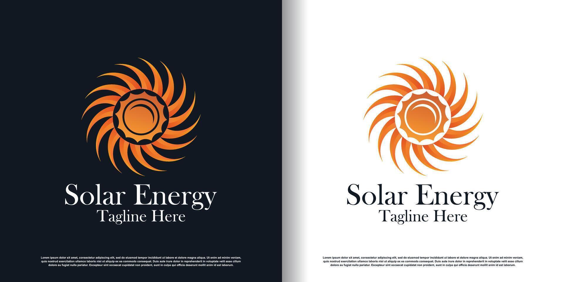 sol- energi logotyp design med kreativ begrepp premie vektor