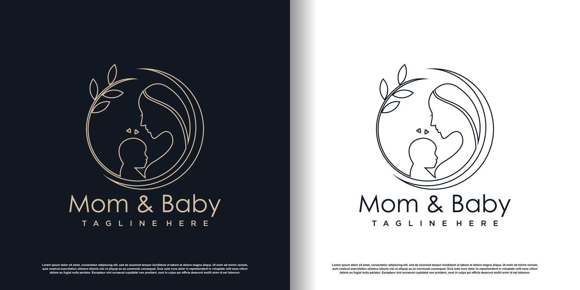 Mama- und Baby-Logo-Design mit modernem Premium-Vektor im einzigartigen Stil vektor