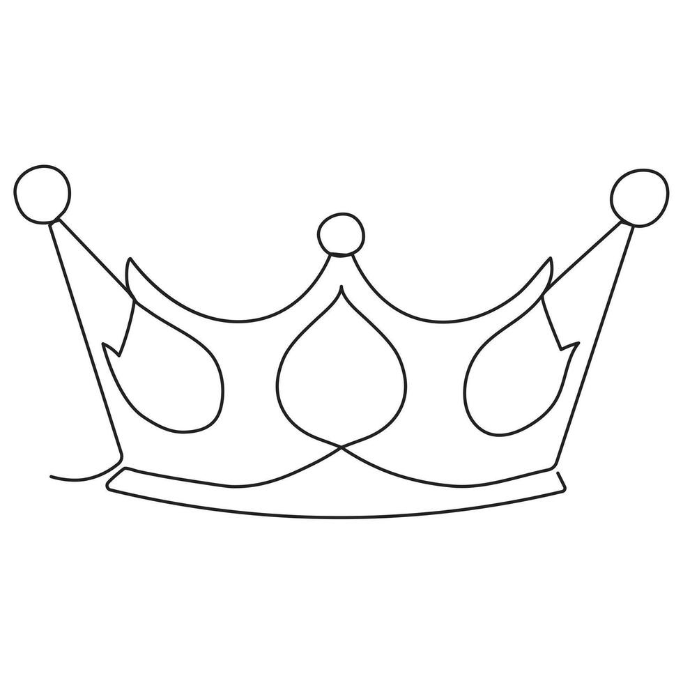 kontinuerlig ett linje teckning av kunglig krona enkel kung krona enda linje konst redigerbar vektor design krona ritning, illustration.