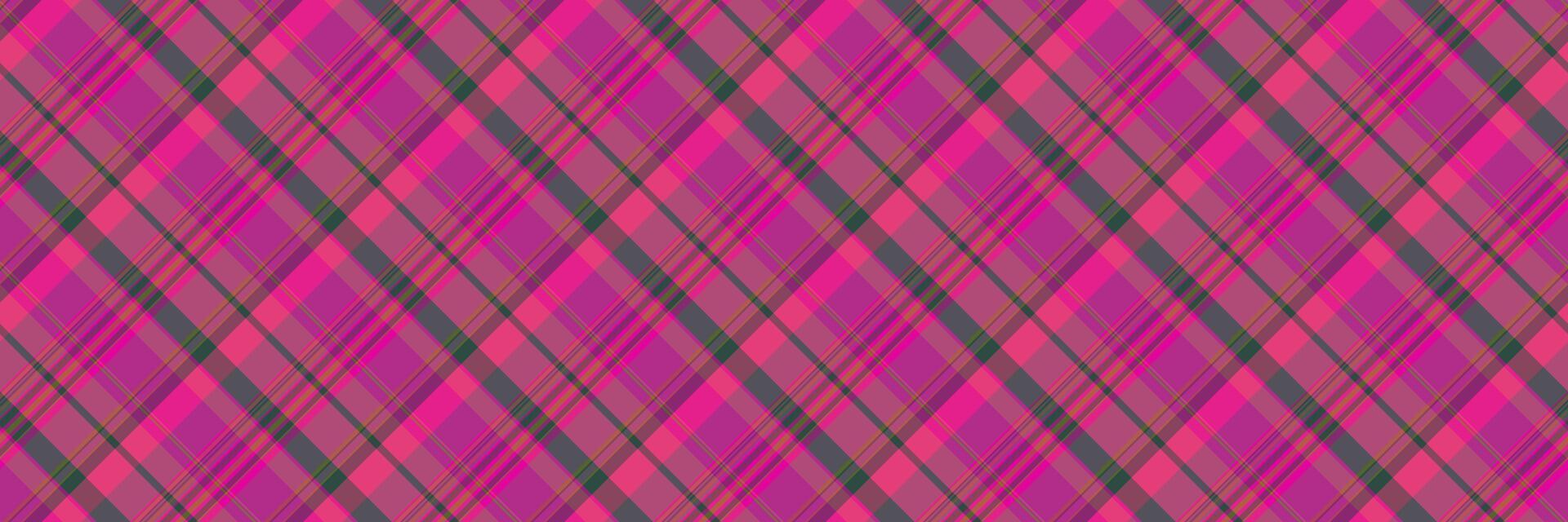 klädsel pläd textur textil, variation bakgrund sömlös tartan. överlagrade mönster tyg vektor kolla upp i rosa och röd färger.