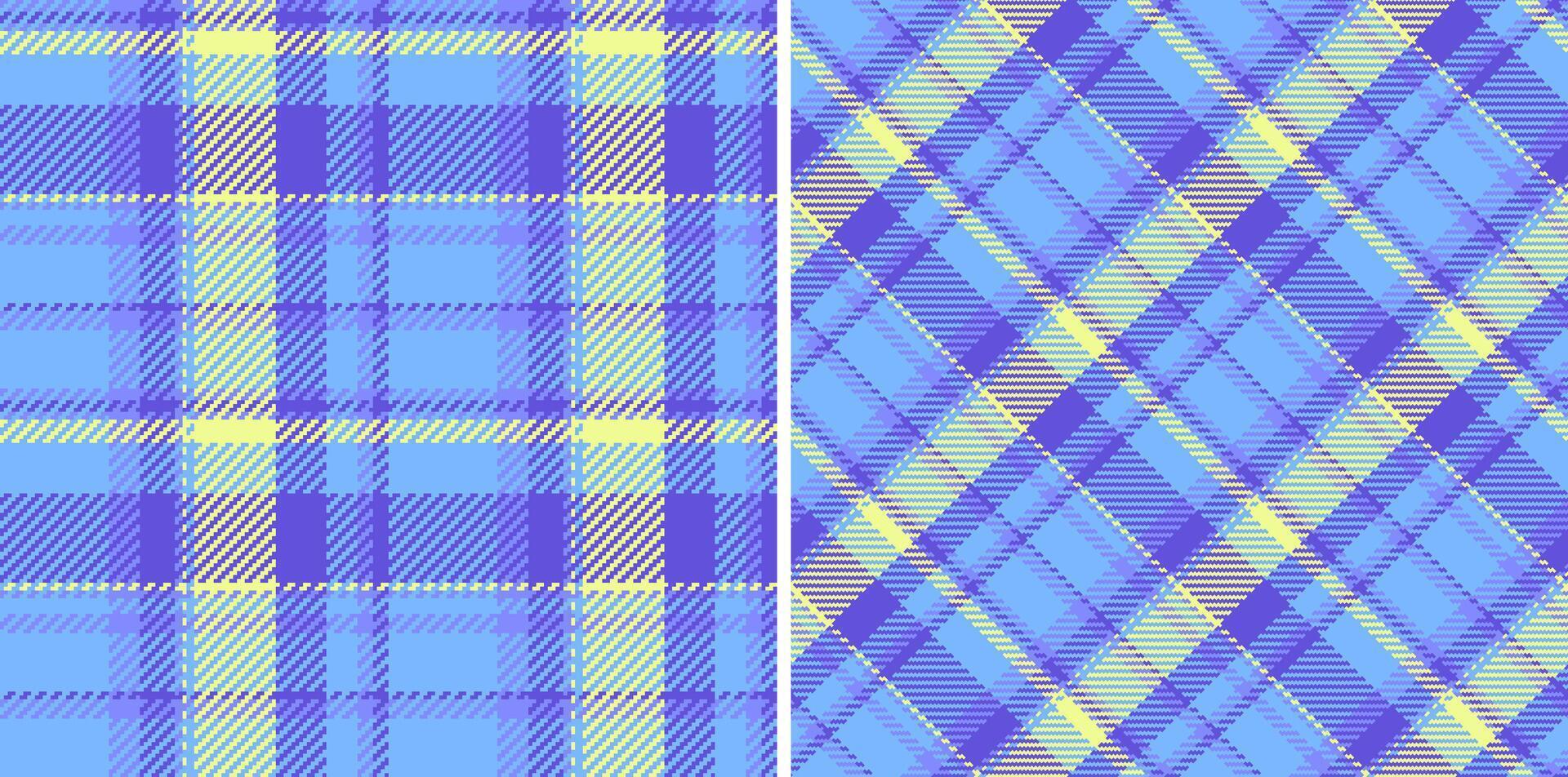 Tartan Muster Hintergrund von Plaid nahtlos Textur mit ein Stoff prüfen Textil- Vektor. einstellen im glücklich Farben zum stilvoll Poncho Outfits. vektor