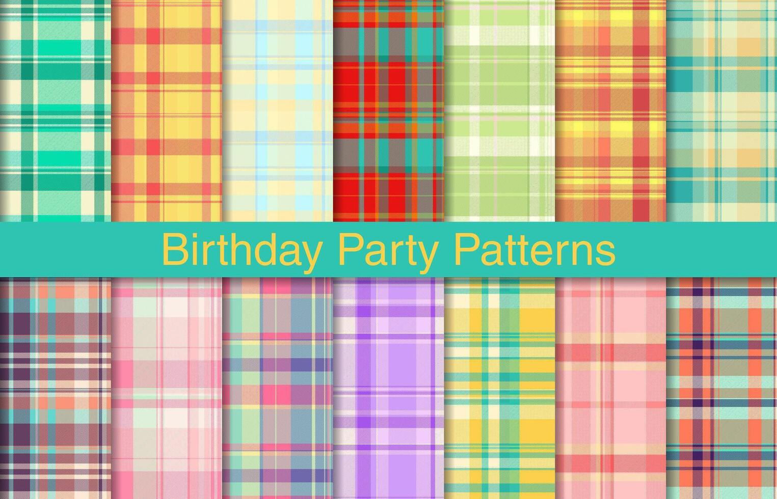 födelsedag pläd buntar, textil- design, rutig tyg mönster för skjorta, klänning, kostym, omslag papper skriva ut, inbjudan och gåva kort. vektor
