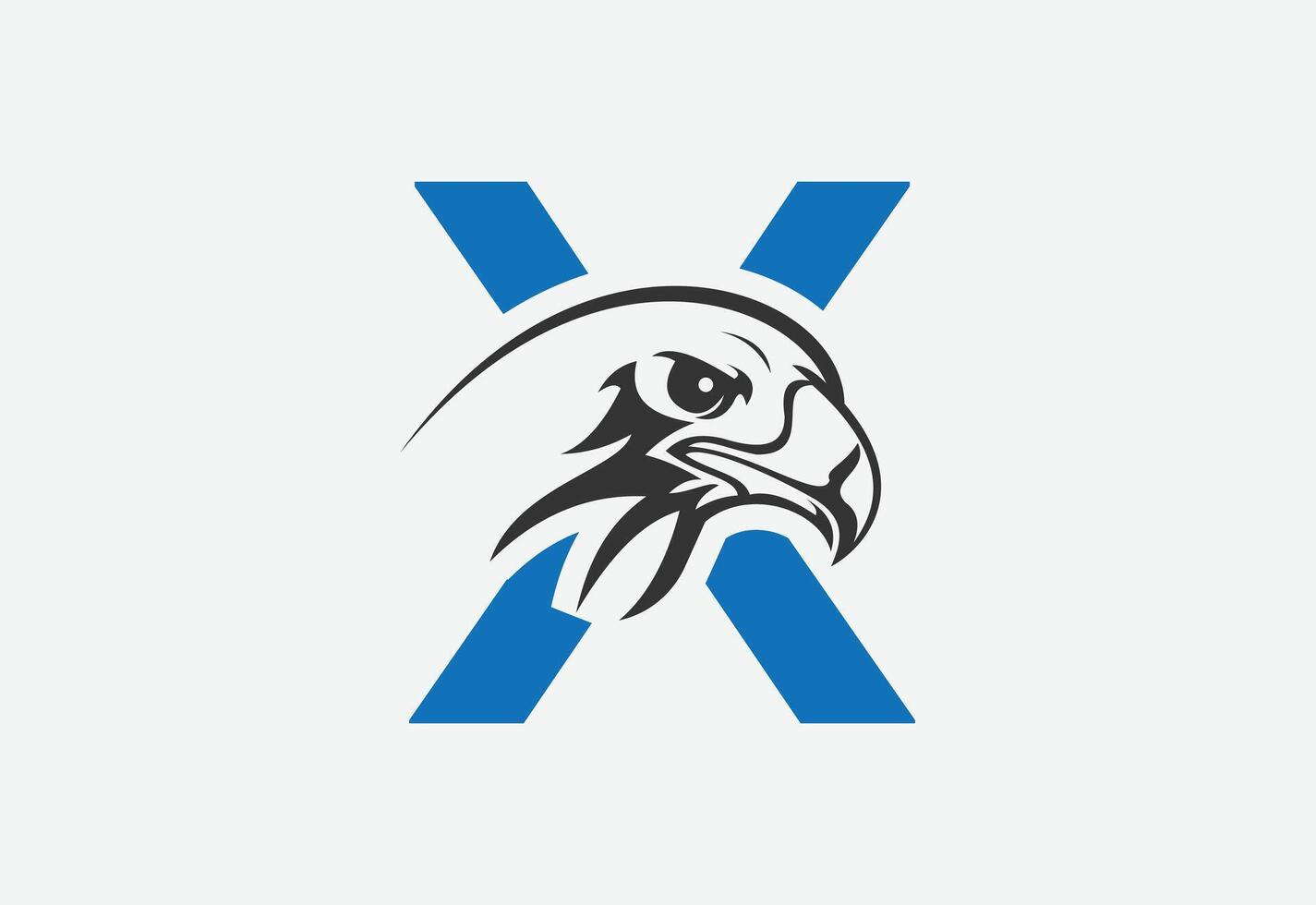 hoch Qualität Illustration von ein Adler Kopf mit letztere x zum Logo und Symbole vektor