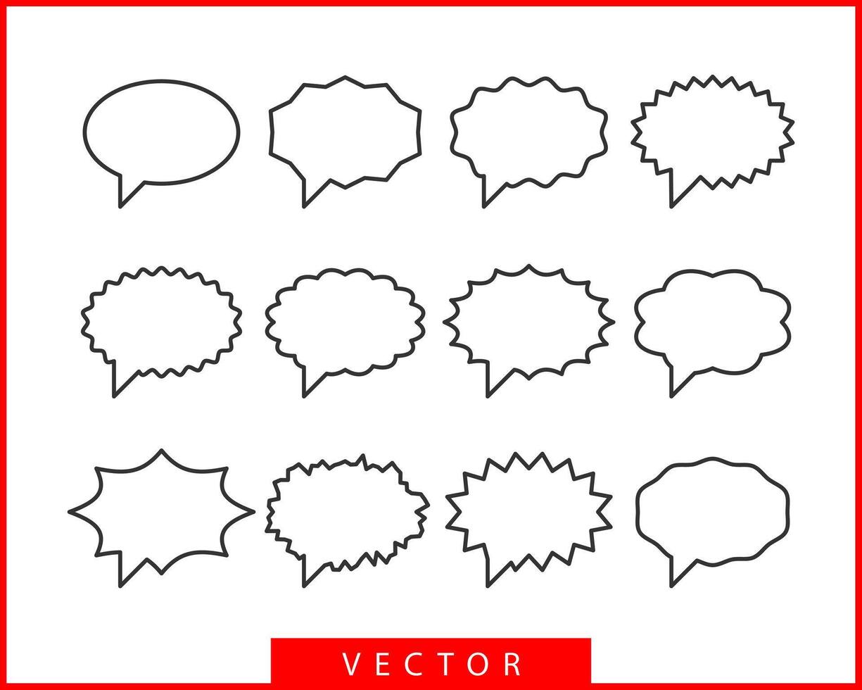 Set Sprechblasen Sprachvektor. leere leere Blasensymbol-Designelemente. Symbolvorlage für Online-Chat. Sammlung Dialog Ballon Aufkleber Silhouette. vektor