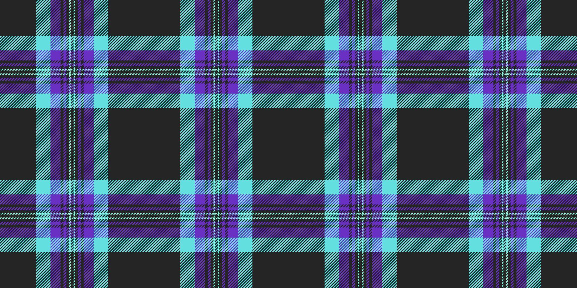 minimalistisch nahtlos Plaid Schottenstoff, Gliederung Stoff Textur Hintergrund. Unendlichkeit Muster Textil- prüfen Vektor im schwarz und blaugrün Farben.