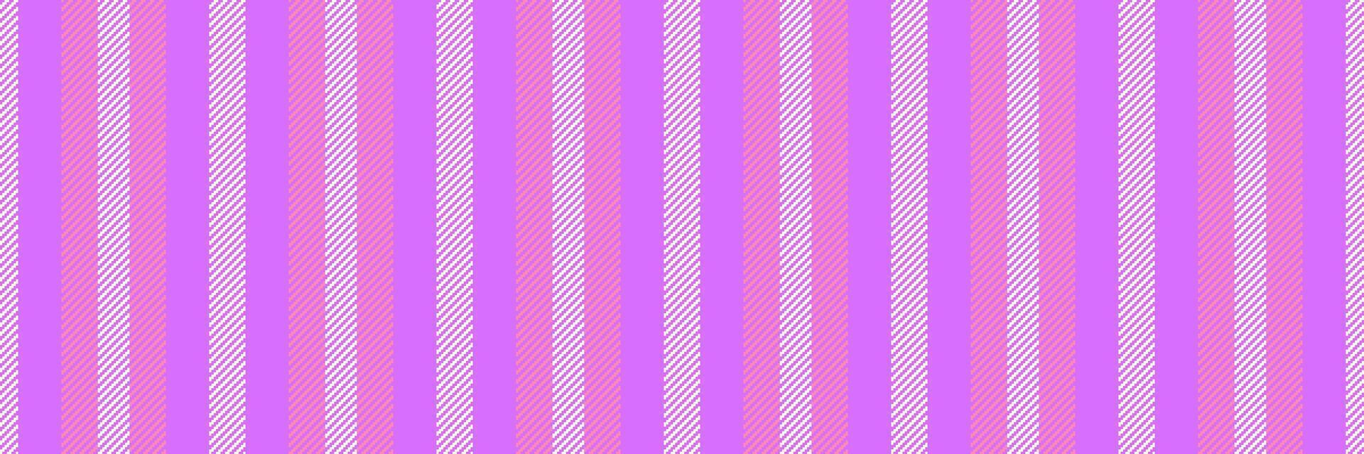 Postkarte Hintergrund Linien Textil, 70er Jahre Muster Textur Vektor. zufällig nahtlos Vertikale Stoff Streifen im lila und Rosa Farben. vektor