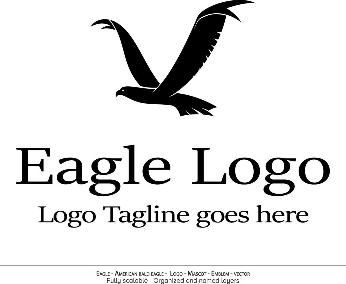 Adler Logo, fliegend Vogel Emblem. Taube Maskottchen. amerikanisch kahl Adler Silhouette Logo. minimal Design, minimalistisch Logo Vektor