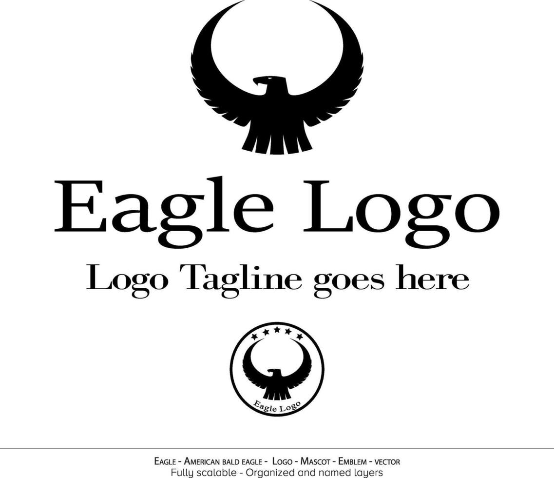 Adler Logo, fliegend Vogel Emblem. Taube Maskottchen. amerikanisch kahl Adler Silhouette Logo. minimal Design, minimalistisch Logo Vektor