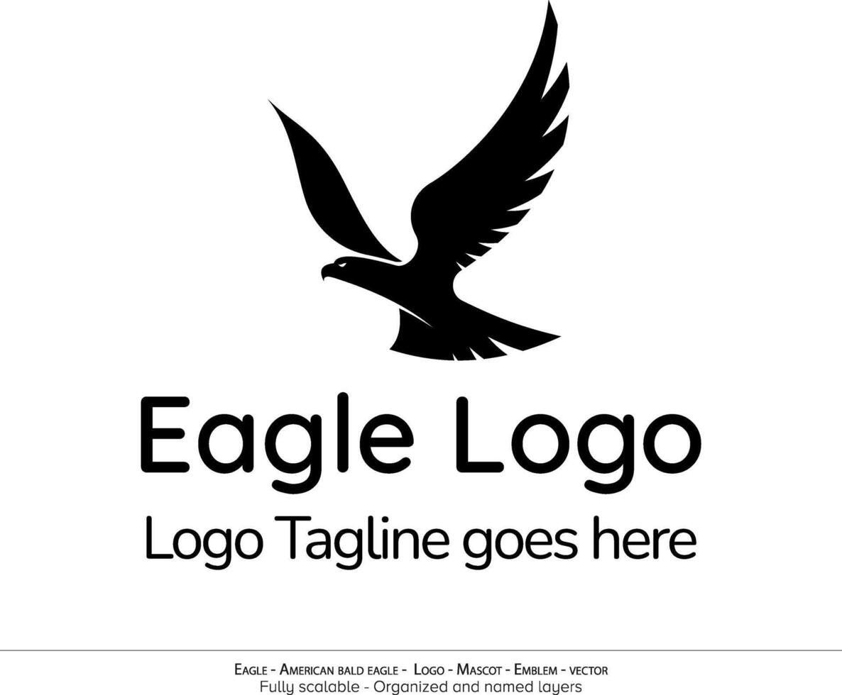 Adler Logo, fliegend Vogel Emblem. Taube Maskottchen. amerikanisch kahl Adler Silhouette Logo. minimal Design, minimalistisch Logo Vektor