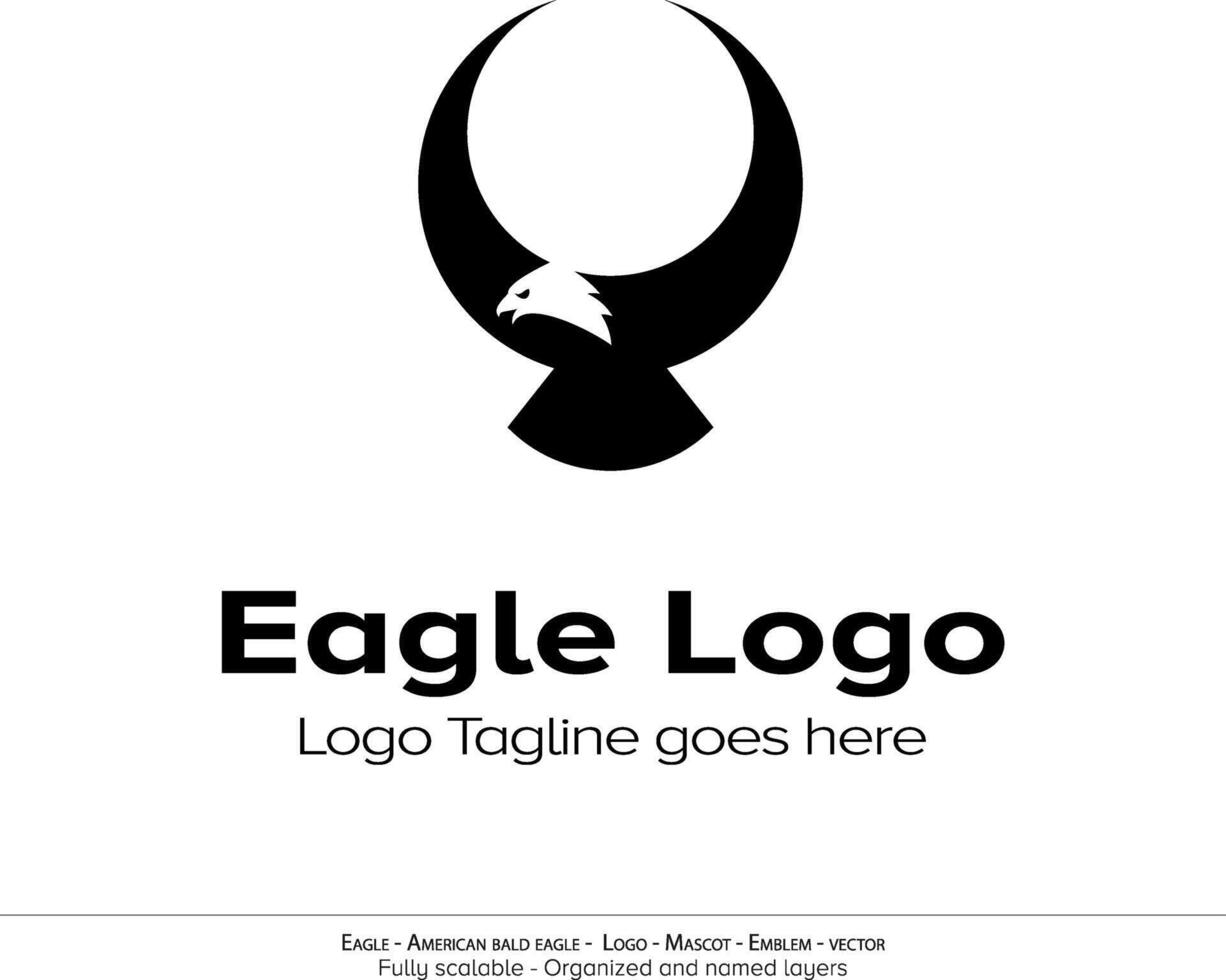 Adler Logo, fliegend Vogel Emblem. Taube Maskottchen. amerikanisch kahl Adler Silhouette Logo. minimal Design, minimalistisch Logo Vektor