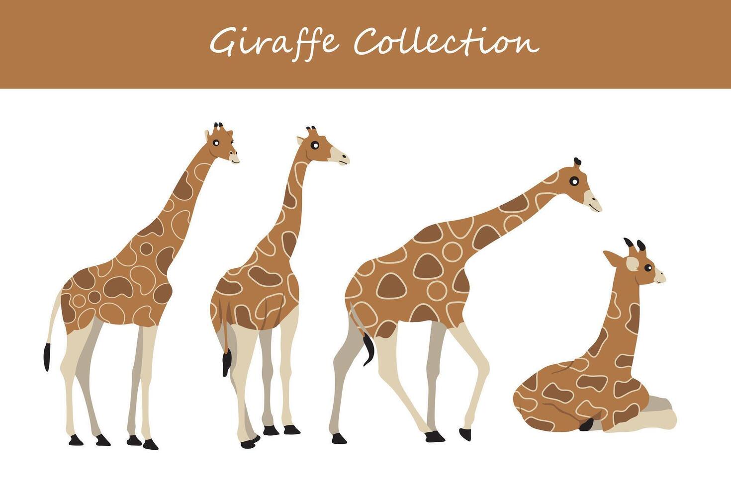 Giraffe Vektor Illustration Satz. süß Giraffe isoliert auf Weiß Hintergrund.