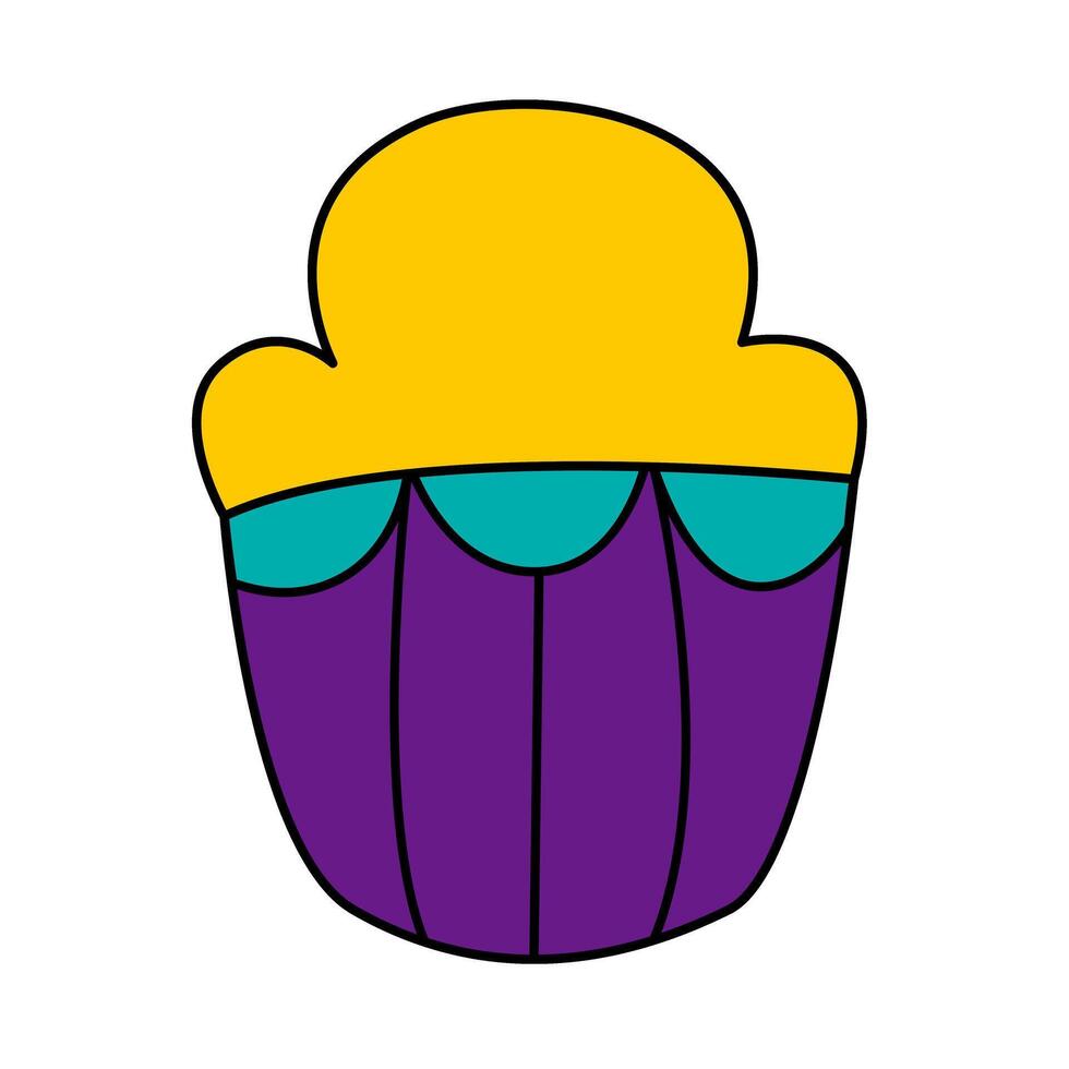 Cupcake von Sommer- Kritzeleien Symbol einstellen vektor