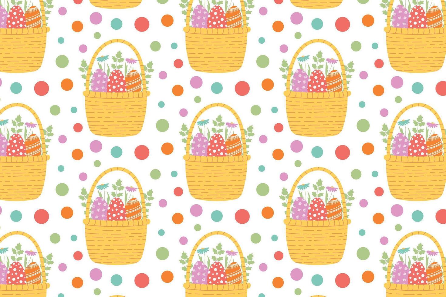 Ostern Hintergrund mit Ostern Korb und Blumen. festlich Ostern Design. vektor