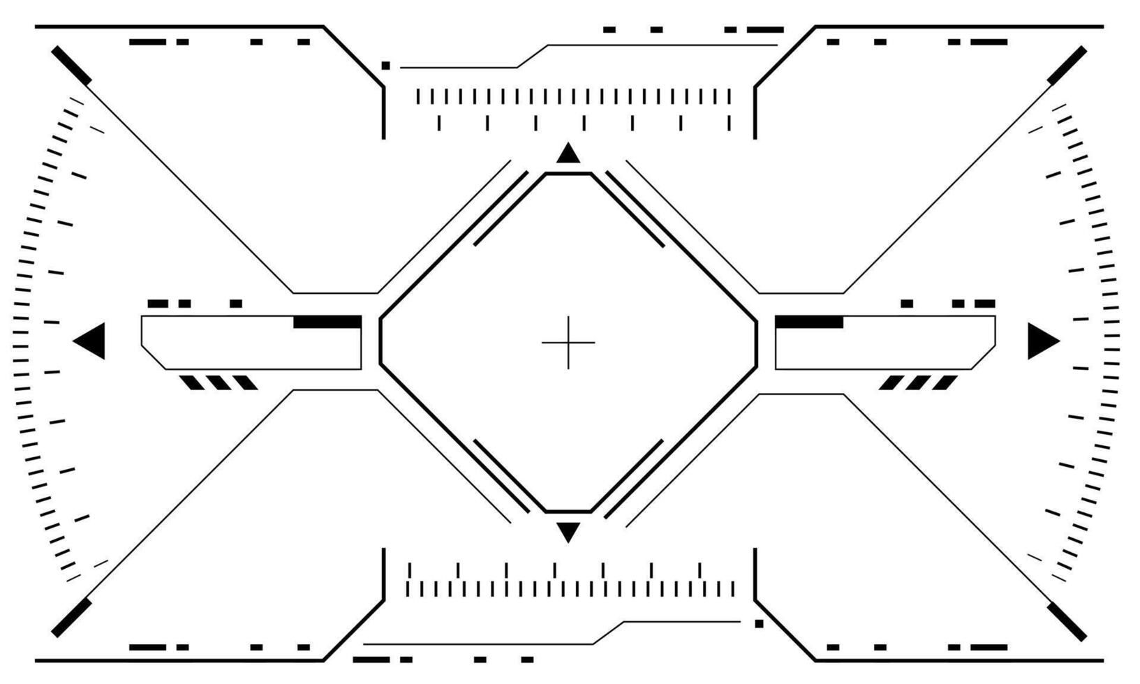 hud Sci-Fi Schnittstelle Bildschirm Aussicht schwarz geometrisch Design virtuell Wirklichkeit futuristisch Technologie kreativ Anzeige auf Weiß Vektor