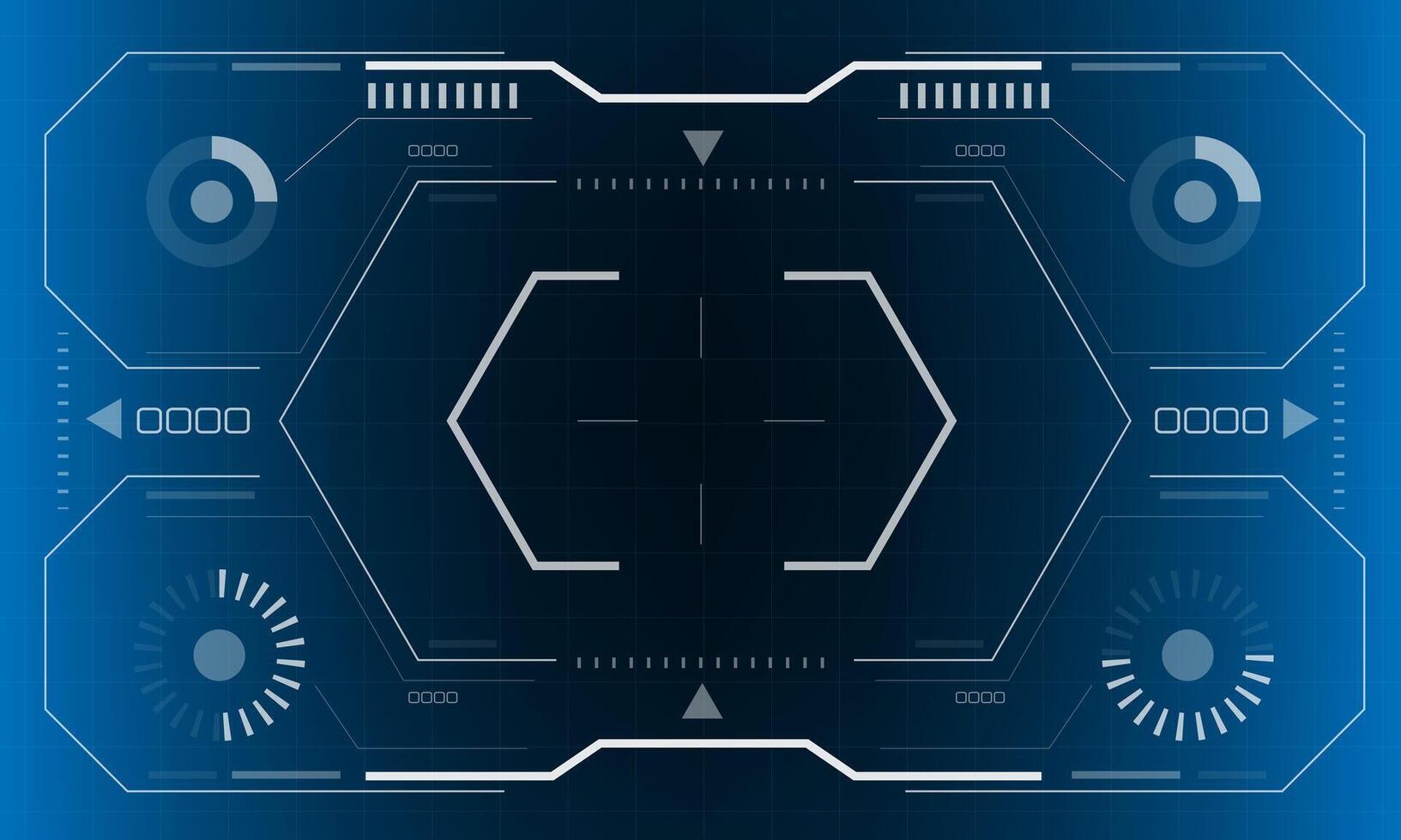 hud Sci-Fi Schnittstelle Bildschirm Aussicht Weiß Hexagon geometrisch Design virtuell Wirklichkeit futuristisch Technologie kreativ Anzeige auf Blau Vektor