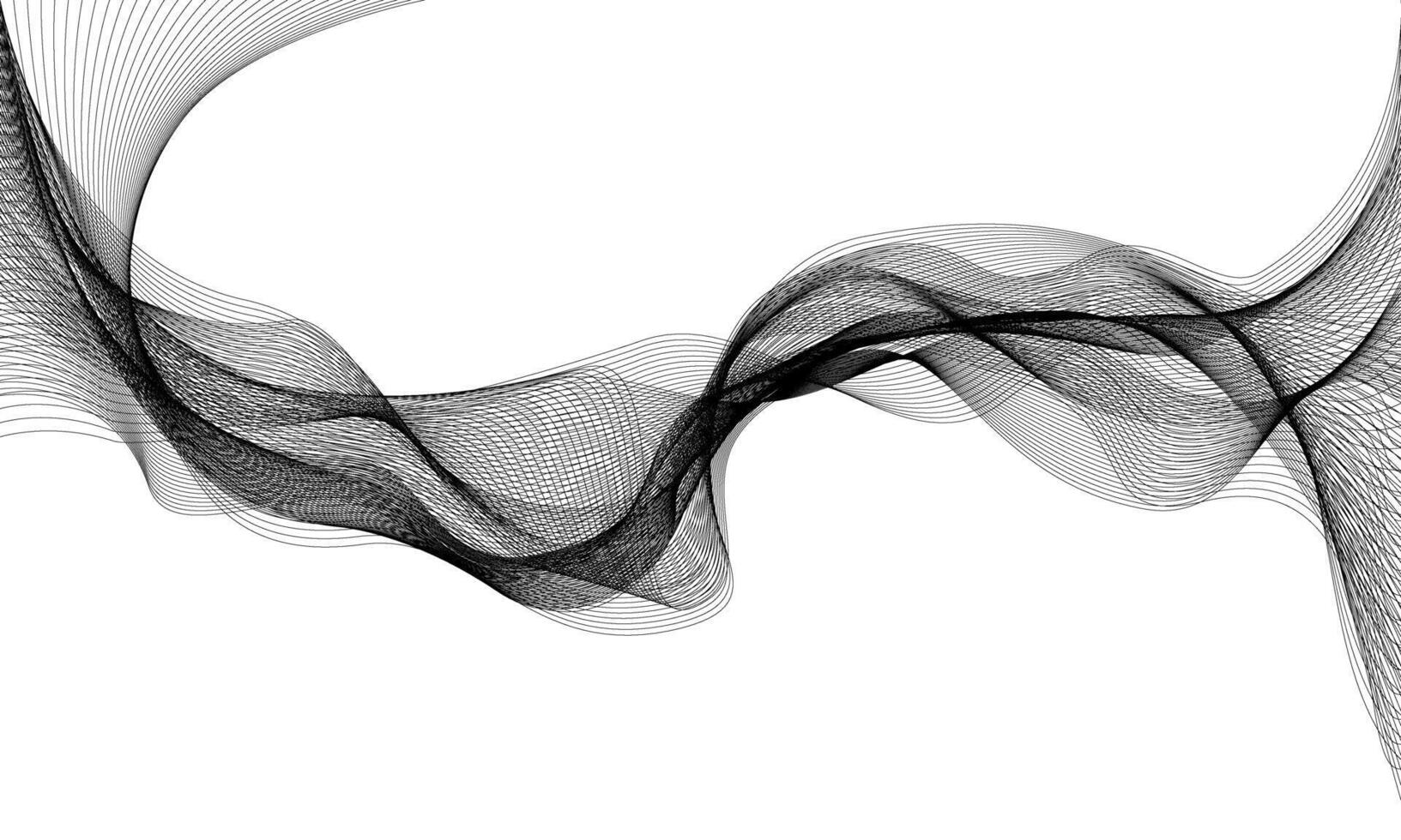 abstrakt svart rader Vinka maska rök flytande på vit design lyx bakgrund vektor
