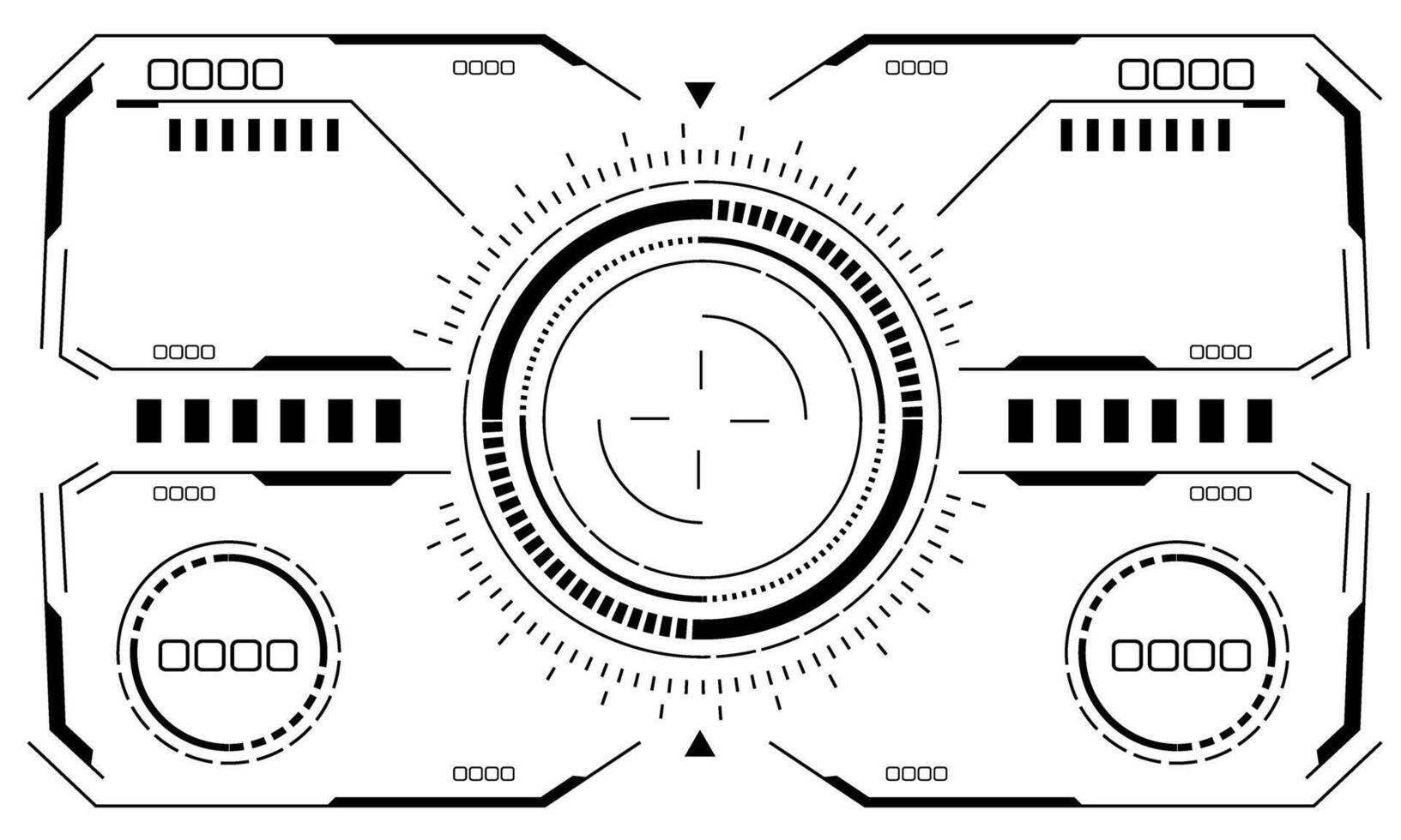 hud sci-fi gränssnitt skärm se svart cirkulär geometrisk design virtuell verklighet trogen teknologi kreativ visa på vit vektor