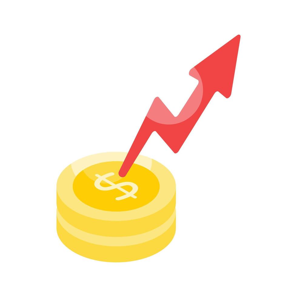 ett isometrisk ikon av finansiell tillväxt i trendig stil vektor
