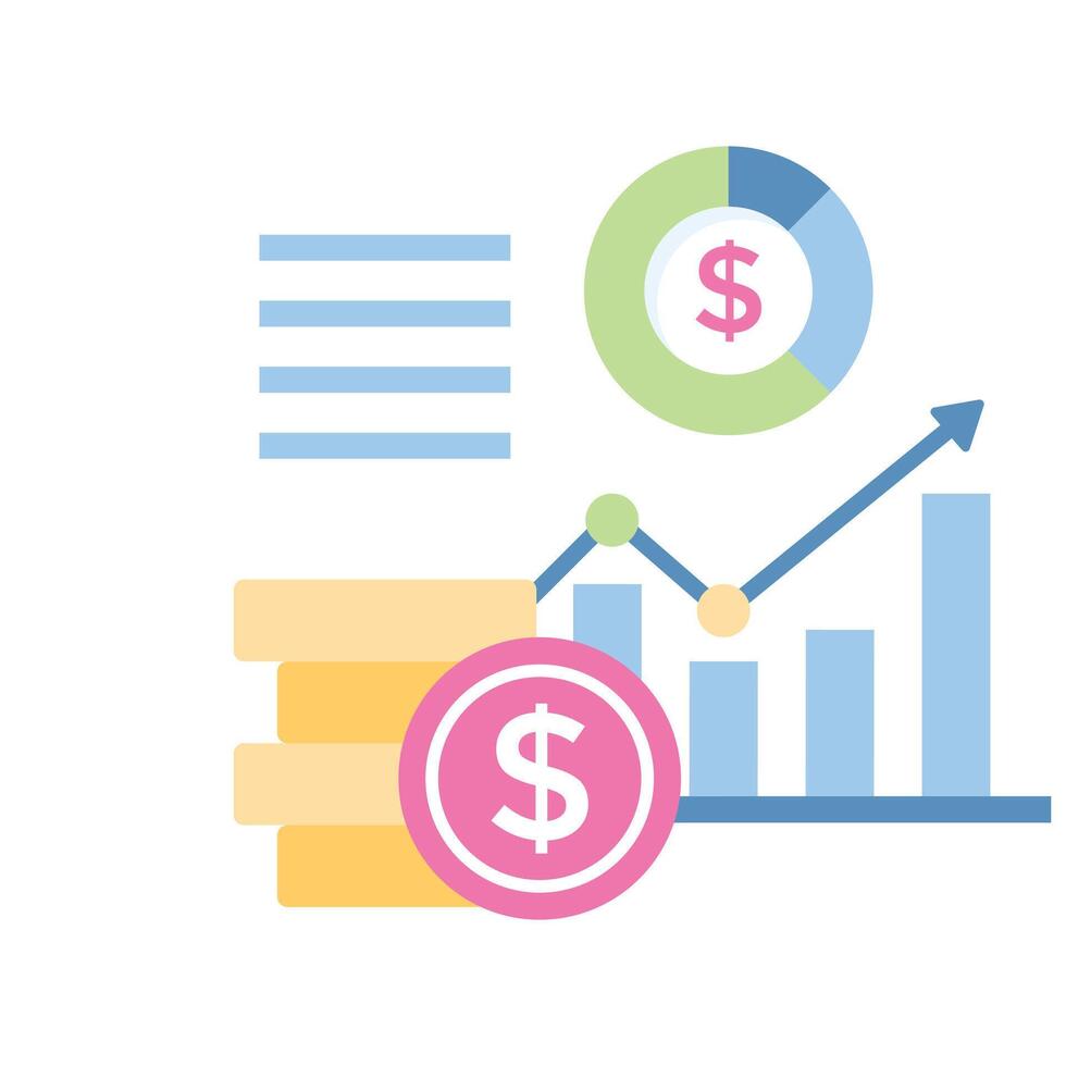 Dollar mit Diagramm bezeichnet Konzept Symbol von finanziell Diagramm, Geschäft Diagramm Vektor