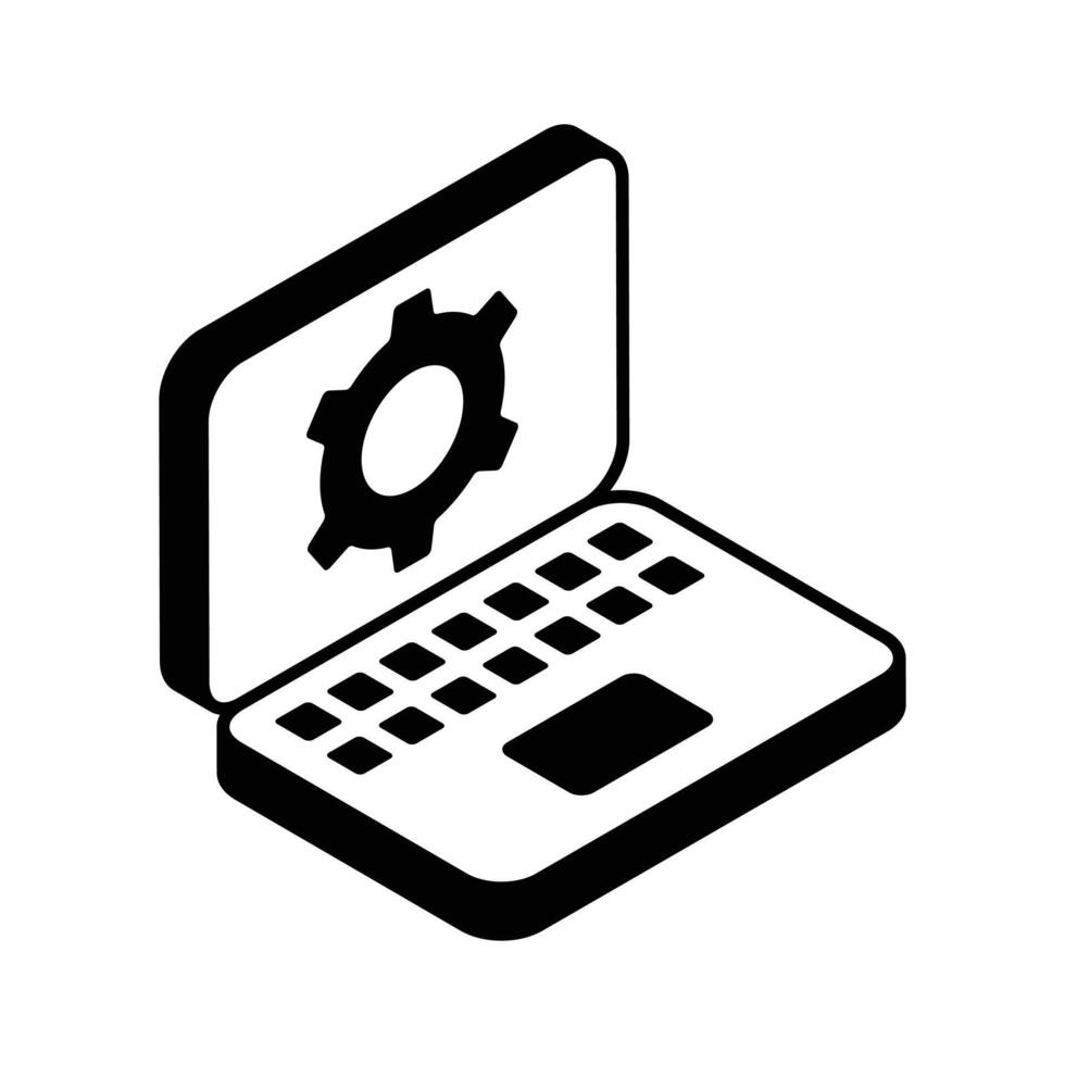 kugghjul inuti bärbar dator skärm som visar begrepp ikon av bärbar dator miljö vektor