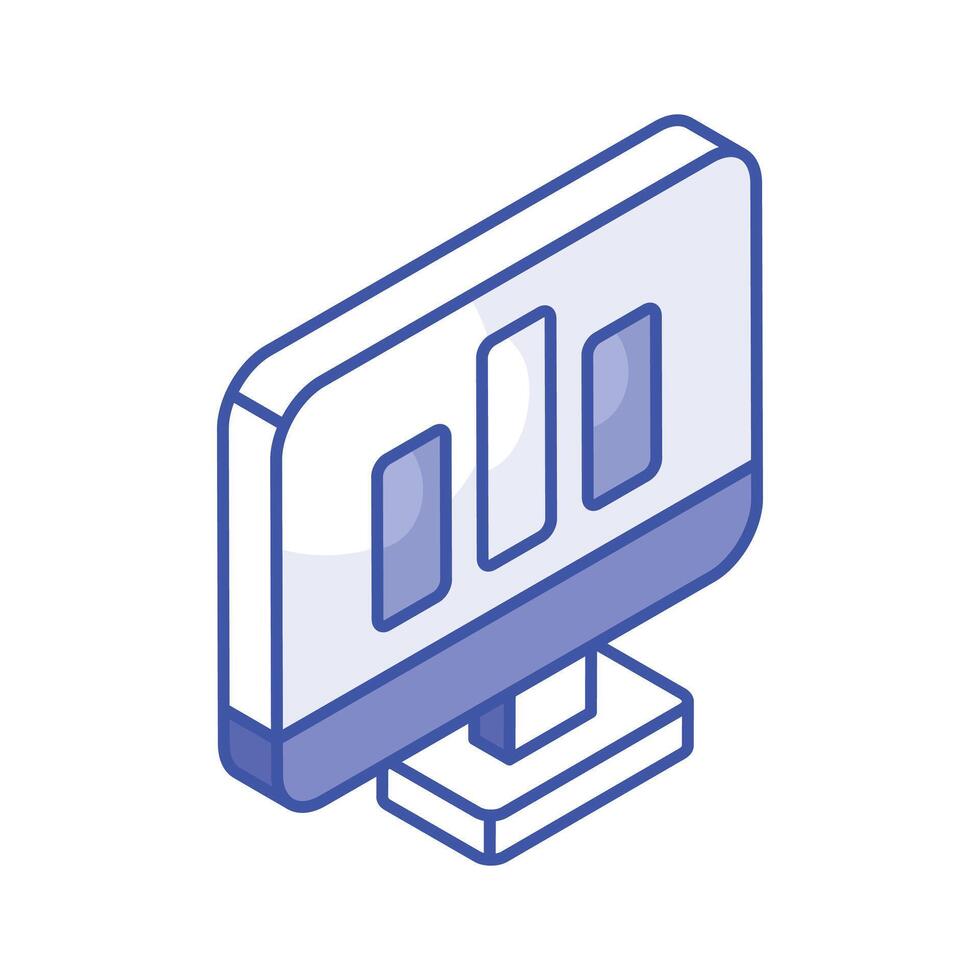 bar Diagram inuti övervaka som visar begrepp ikon av uppkopplad analys eller uppkopplad statistik vektor