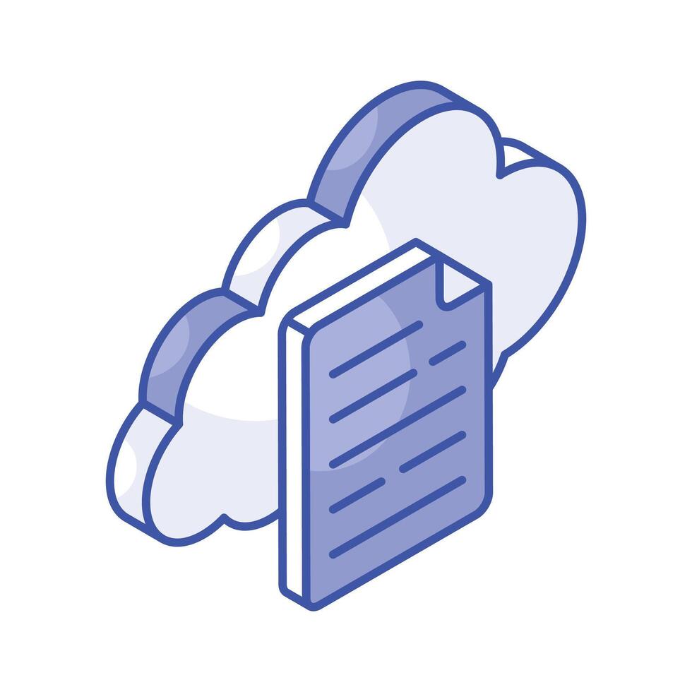 Papier mit Wolke, ein tolle Symbol von Wolke Datei, Internet Daten Lager vektor