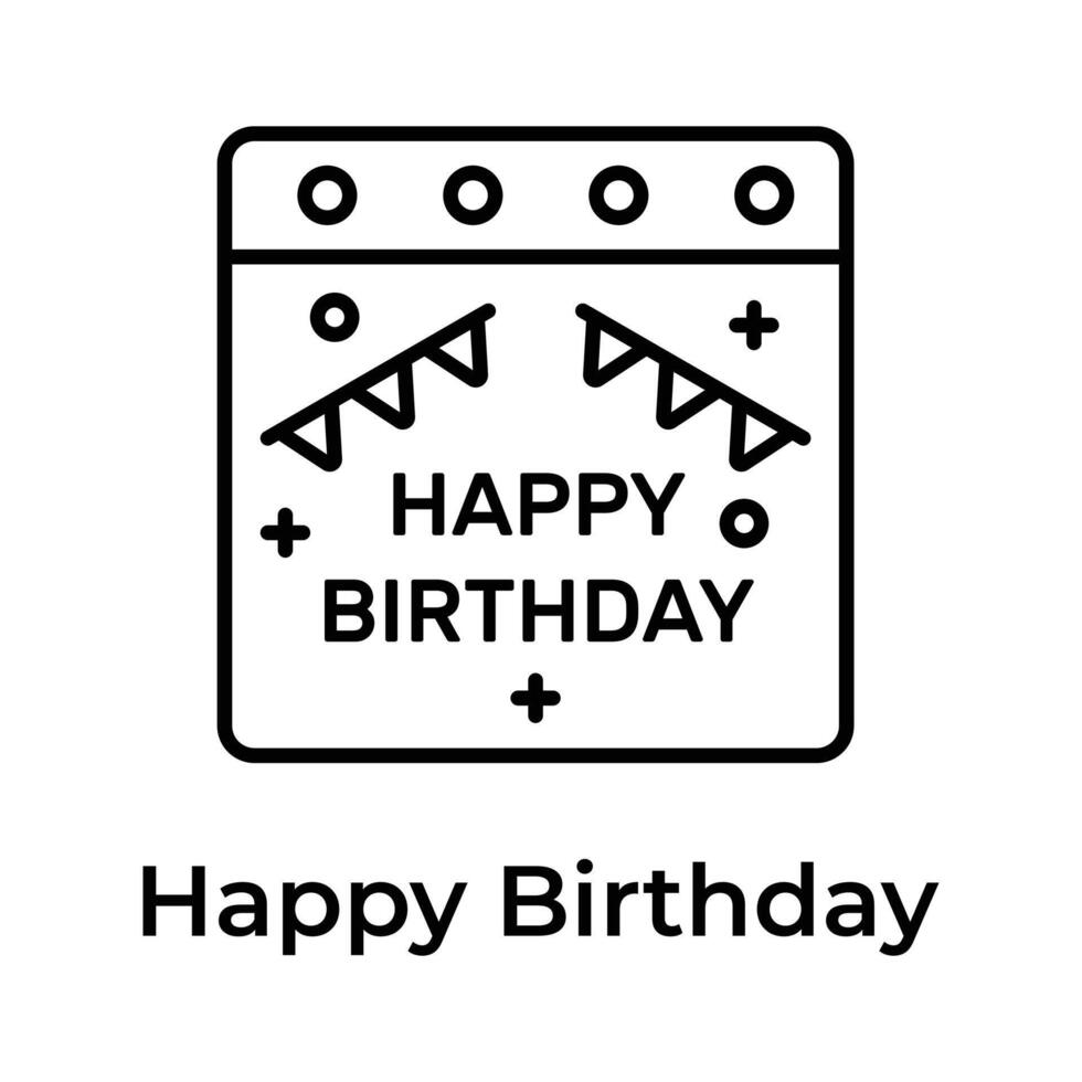 Lycklig födelsedag kalender vektor design, trendig redigerbar ikon